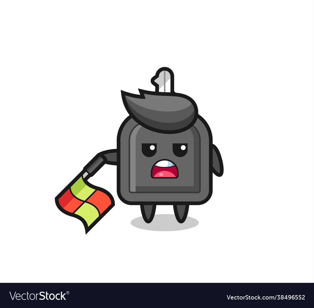 Car key character as line judge hold flag Vector Image Car key character as line judge hold flag