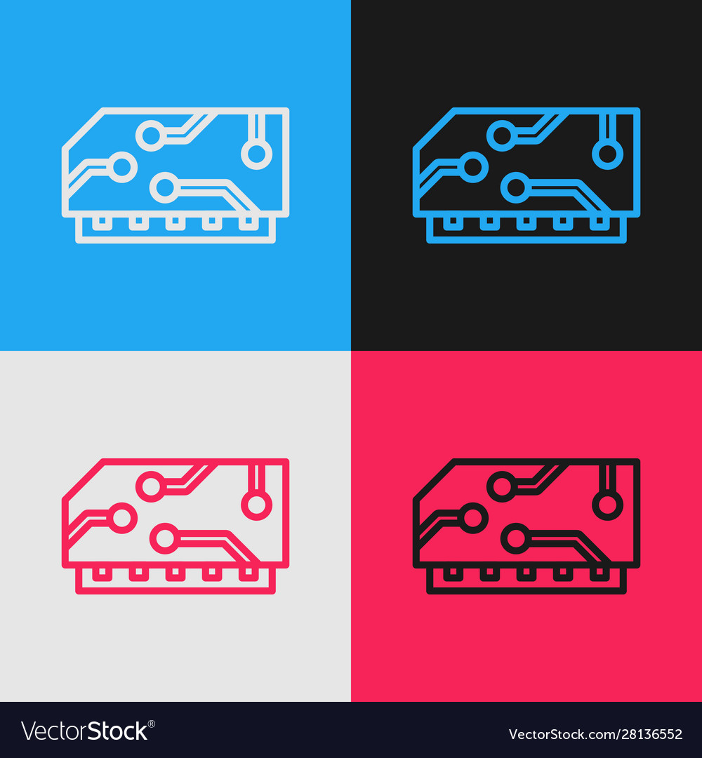 Color line ram random access memory icon isolated vector image Color line ram random access memory icon isolated
