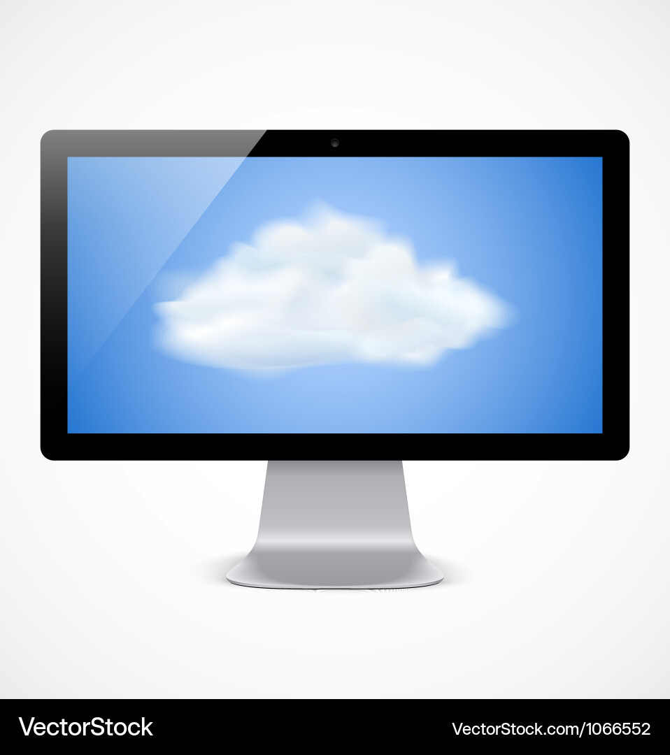 Computer display with cloud icon Royalty Free Vector Image