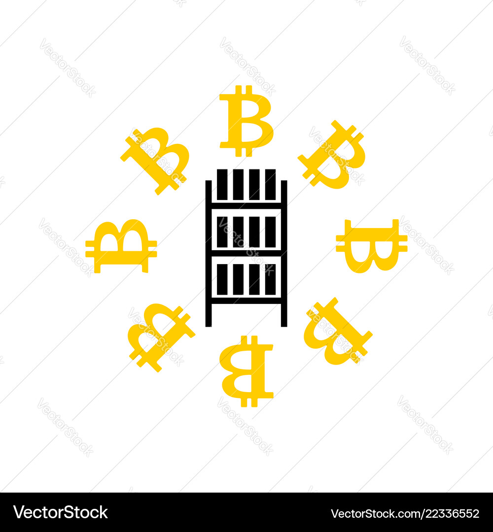 Mining bitcoin farm icon extraction Royalty Free Vector