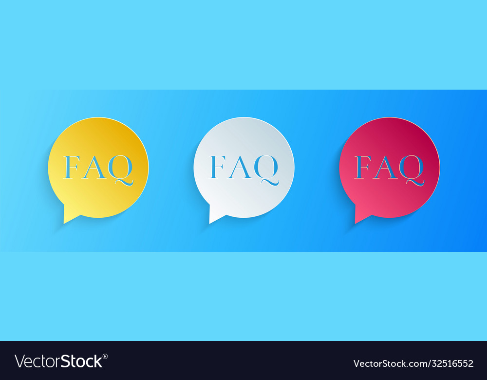 Paper cut speech bubble with text faq information vector image Paper cut speech bubble with text faq information