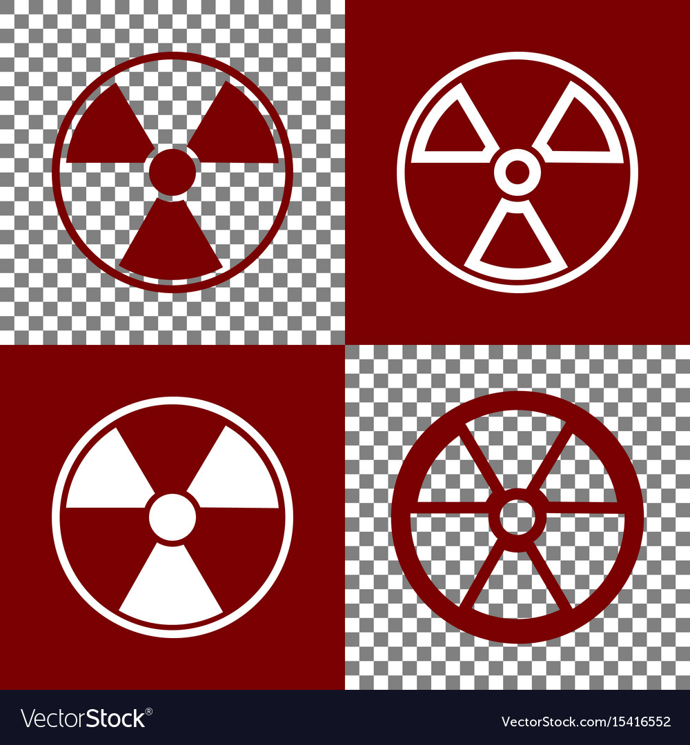 Radiation round sign bordo and white