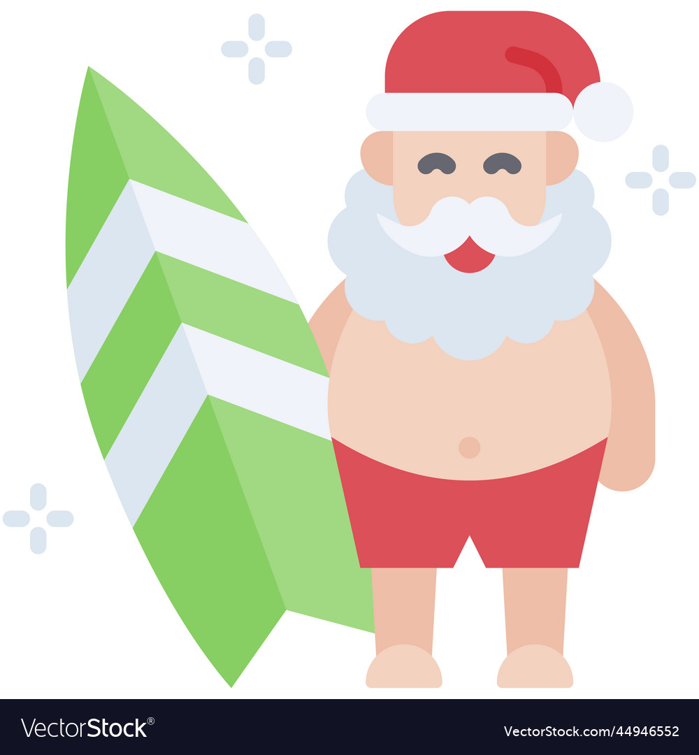 Santa claus with surfboard icon christmas related