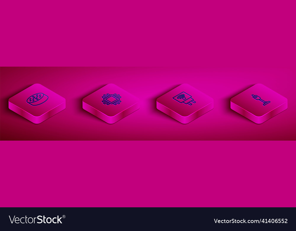 Set isometric line water sensor processor vector image Set isometric line water sensor processor