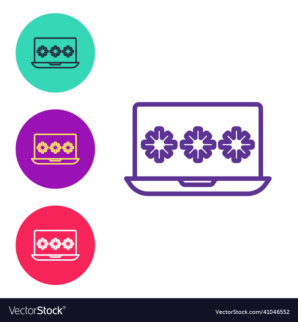 Set line laptop with password notification icon Vector Image Set line laptop with password notification icon