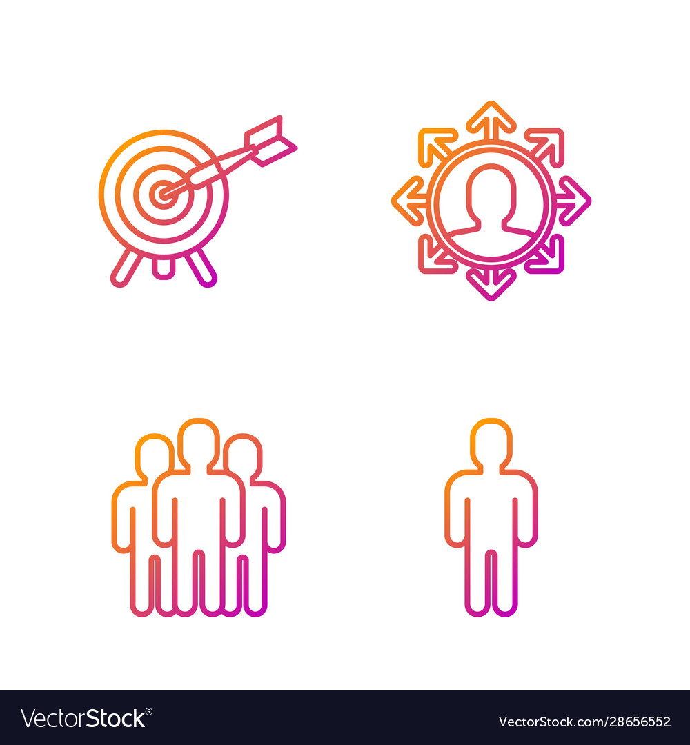 Set line user man in business suit users group vector image Set line user man in business suit users group