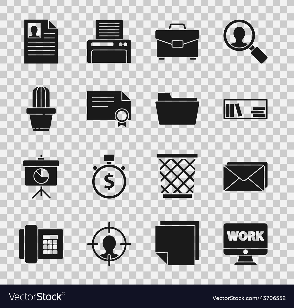 Set monitor with text work envelope shelf books vector image Set monitor with text work envelope shelf books