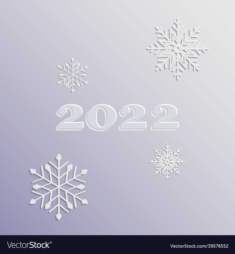 Snowflakes and numbers 2022 on a light background