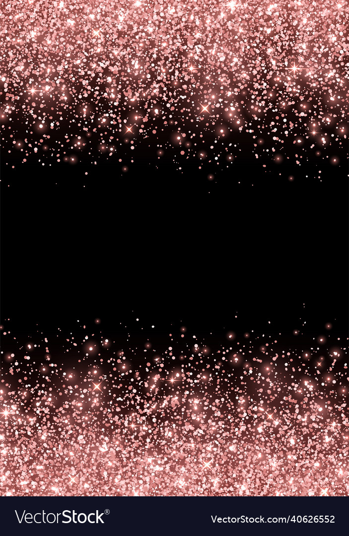 Sparkling rose gold glitter on black background Vector Image