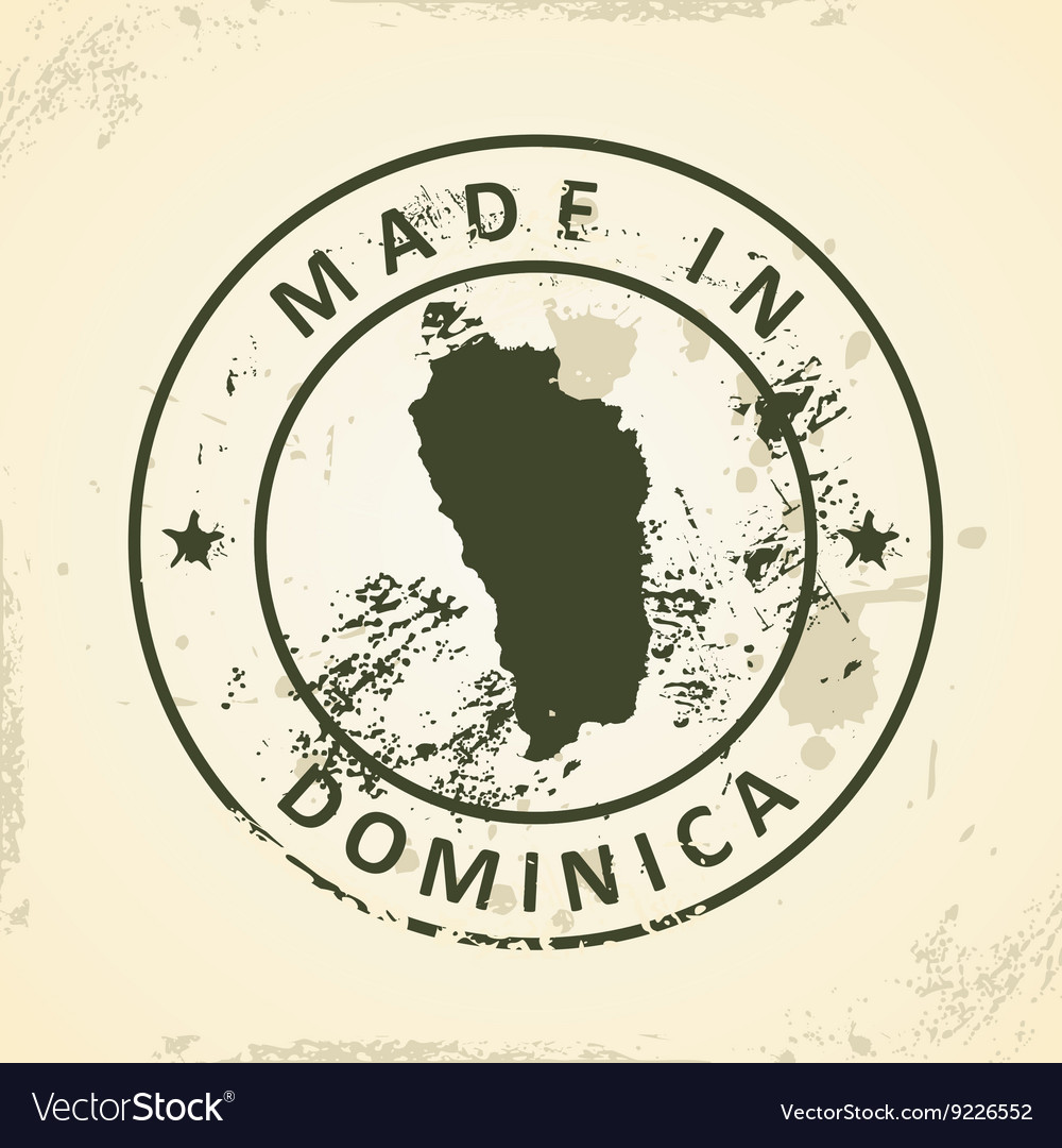 Stamp with map of dominica