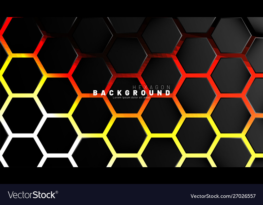 Abstract black hexagon pattern on neon gradient
