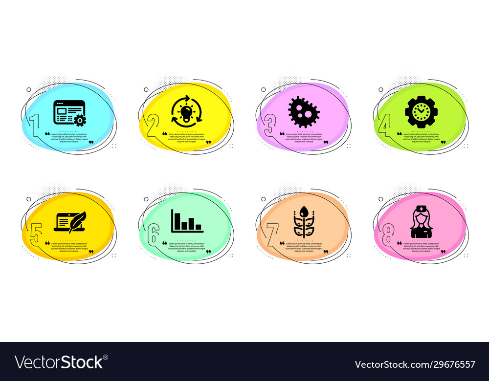 Bacteria web settings and time management icons Vector Image Bacteria web settings and time management icons
