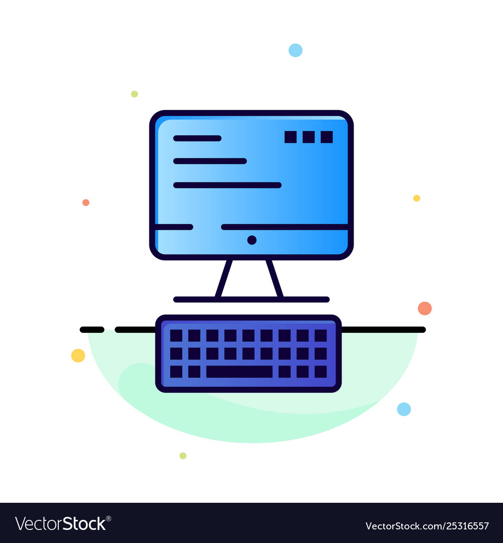 Computer keyboard monitor computing abstract flat vector image Computer keyboard monitor computing abstract flat