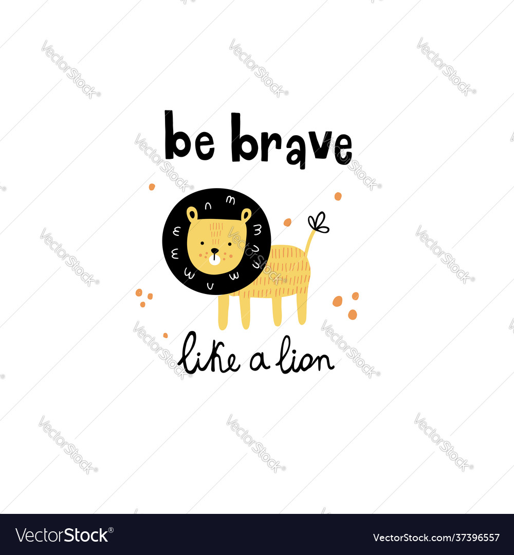 Cute lion and lettering Royalty Free Vector Image