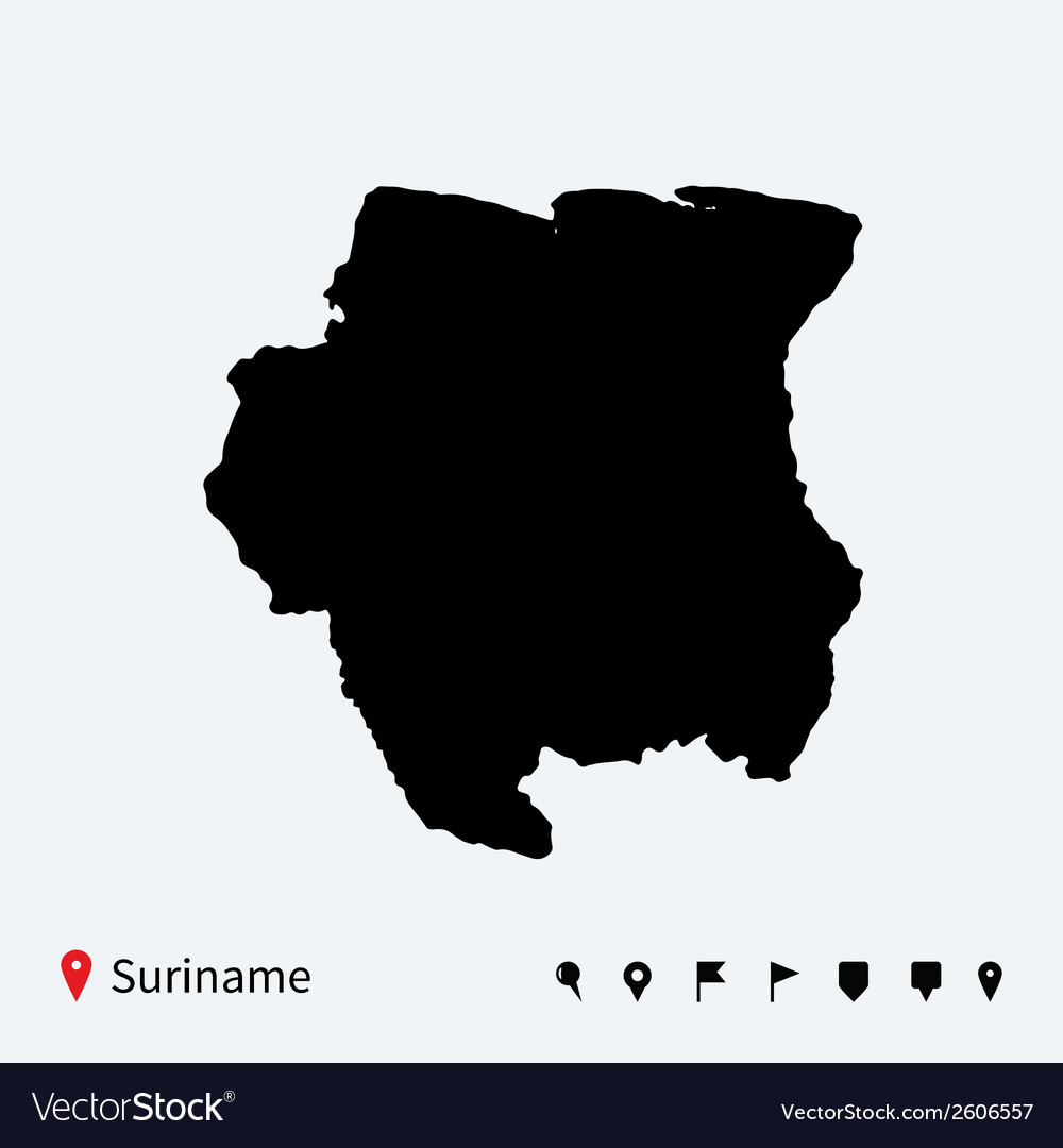 Detailed Suriname Map with Navigation Icons
