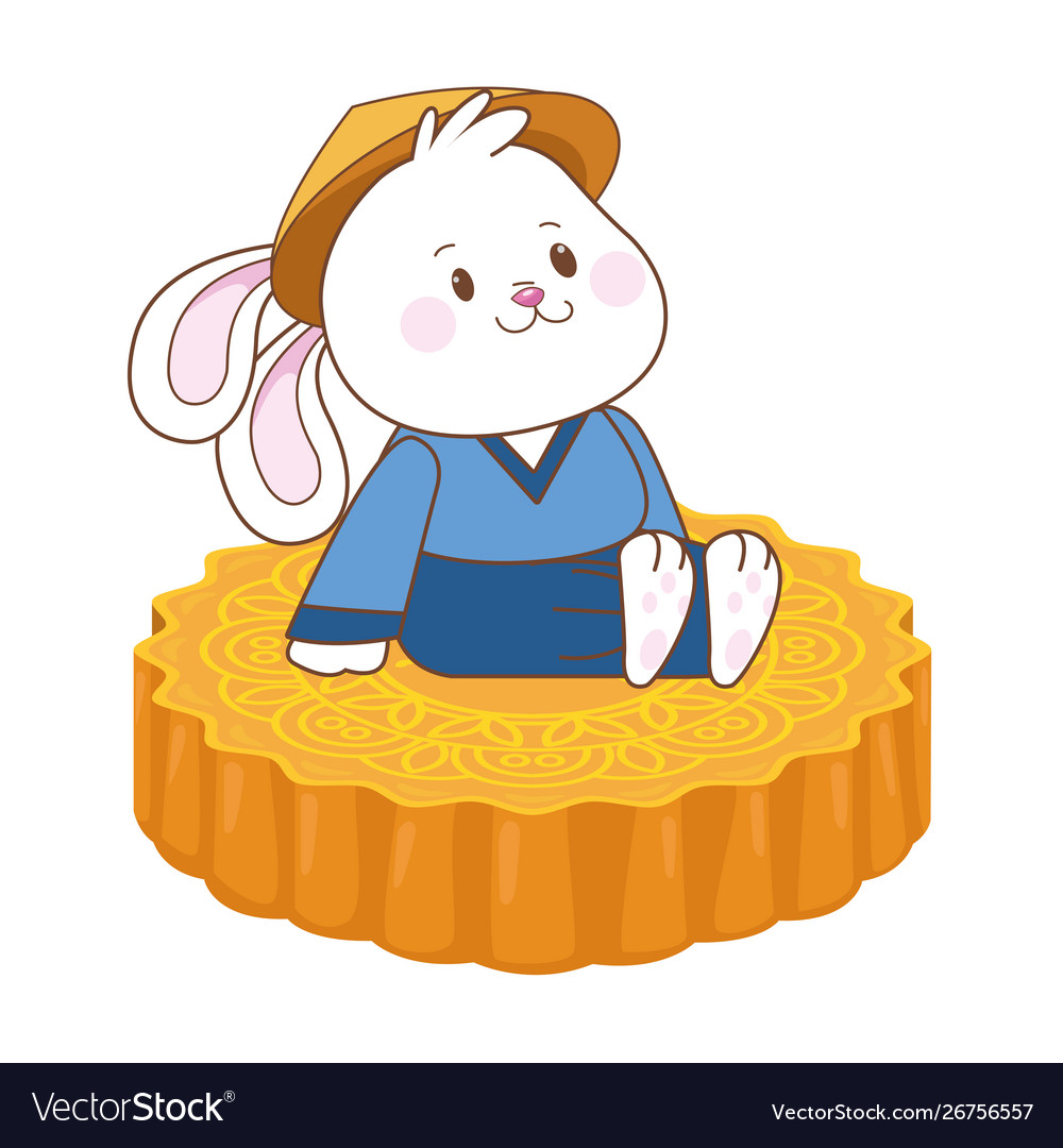 Mid autumn rabbit on mooncake Royalty Free Vector Image