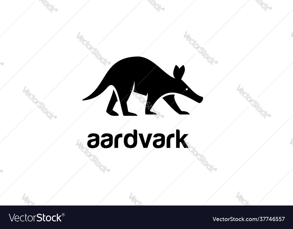 Minimal aardvark black logo design Royalty Free Vector Image