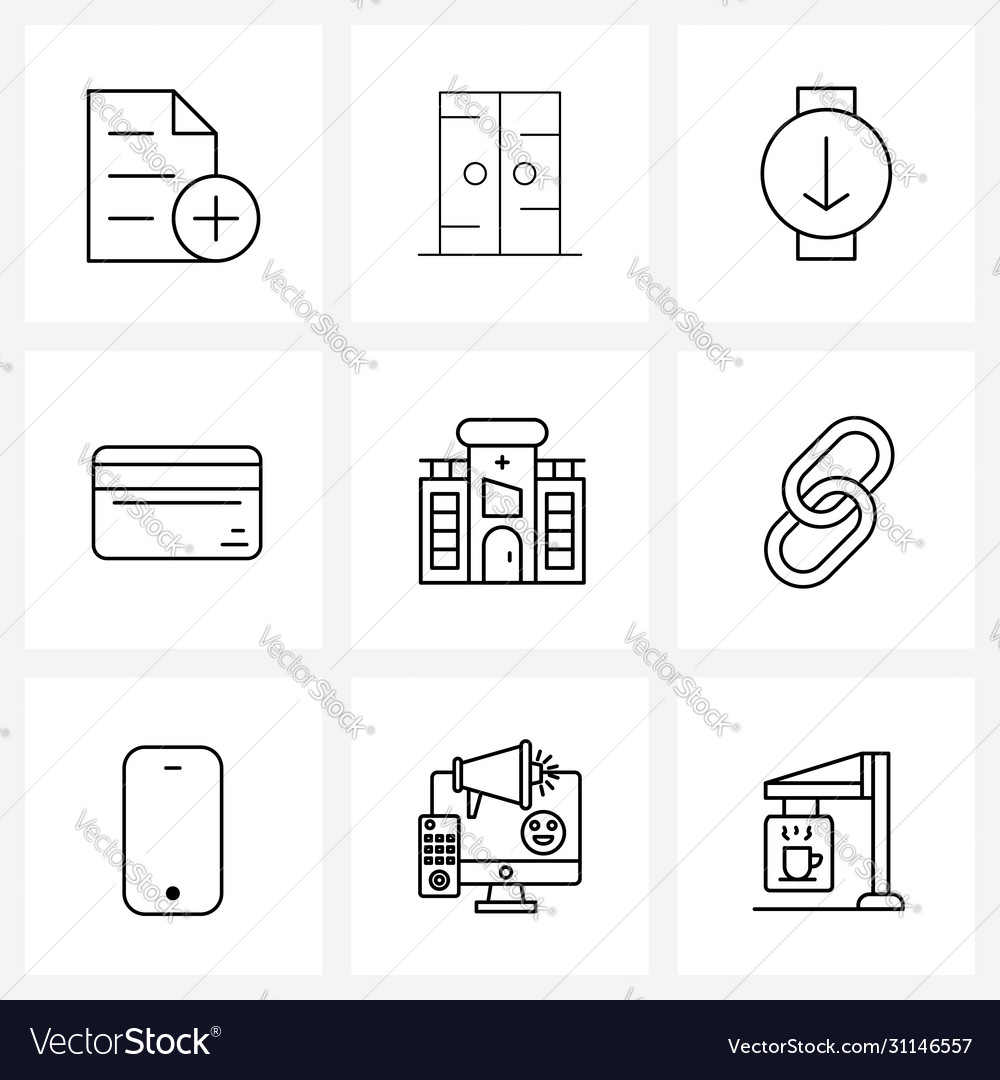 Pack 9 universal line icons for web