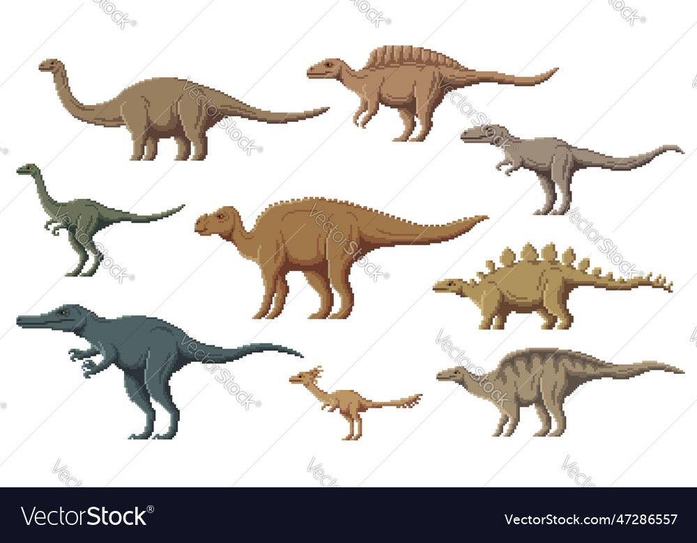 Pixel Art Dinosaur 8bit Game Dino Characters Stock Illustration - Download  Image Now - Animal, Animals In The Wild, Arcade - iStock