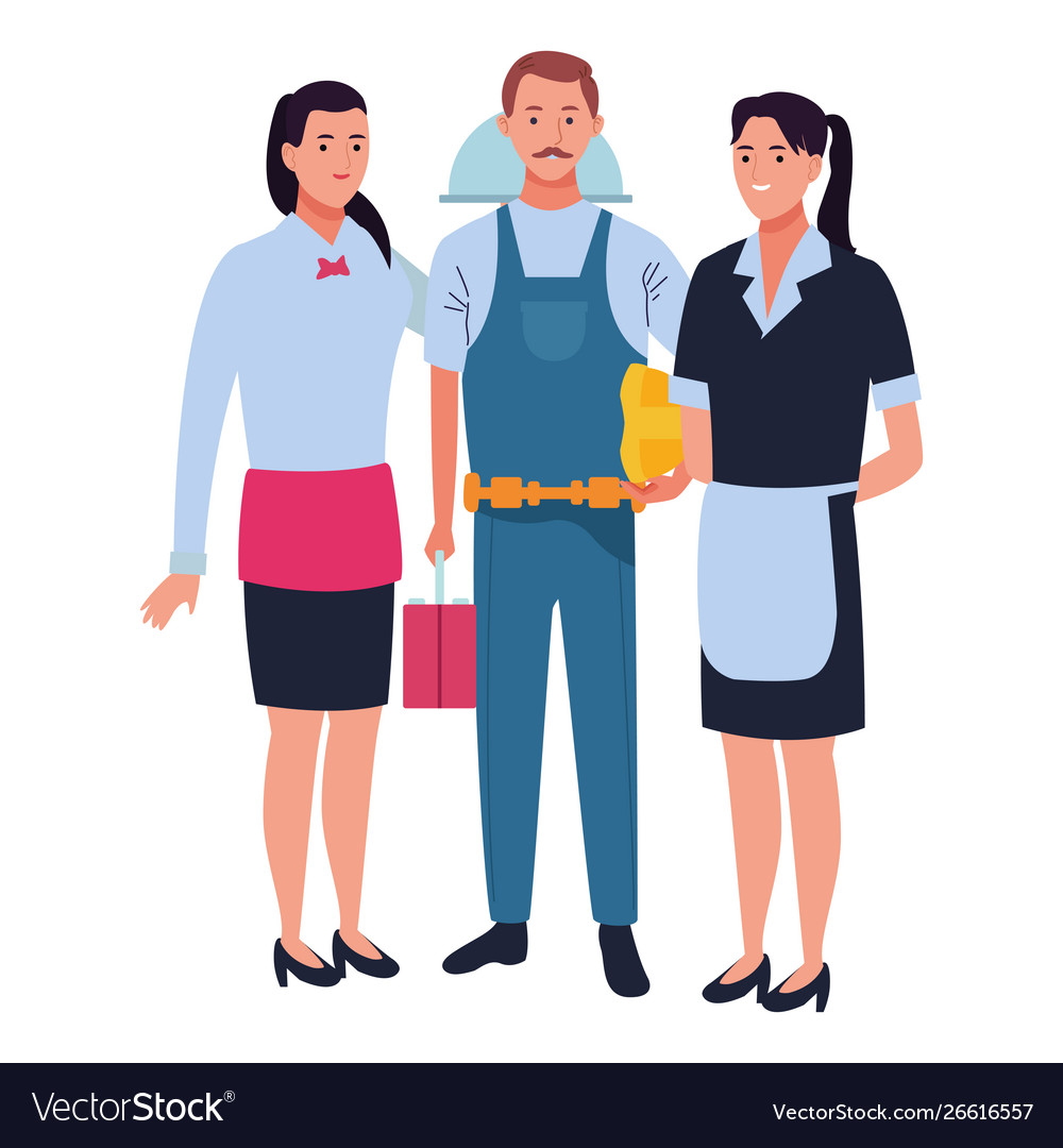 Professionals workers characters smiling cartoons Vector Image