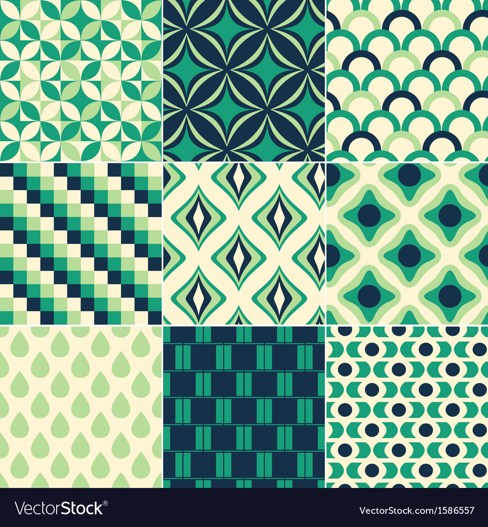 Seamless green retro pattern Royalty Free Vector Image