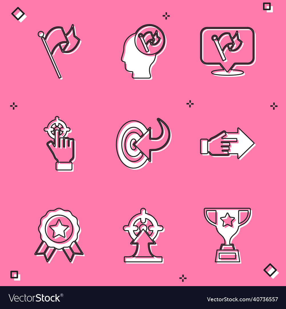 Set flag hand holding target with pointing Vector Image Set flag hand holding target with pointing
