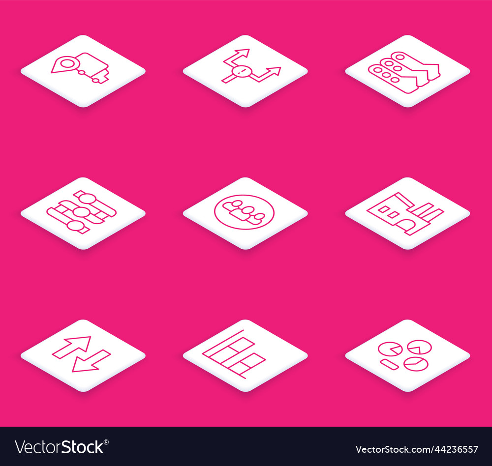 Set line delivery tracking arrow graph chart vector image Set line delivery tracking arrow graph chart