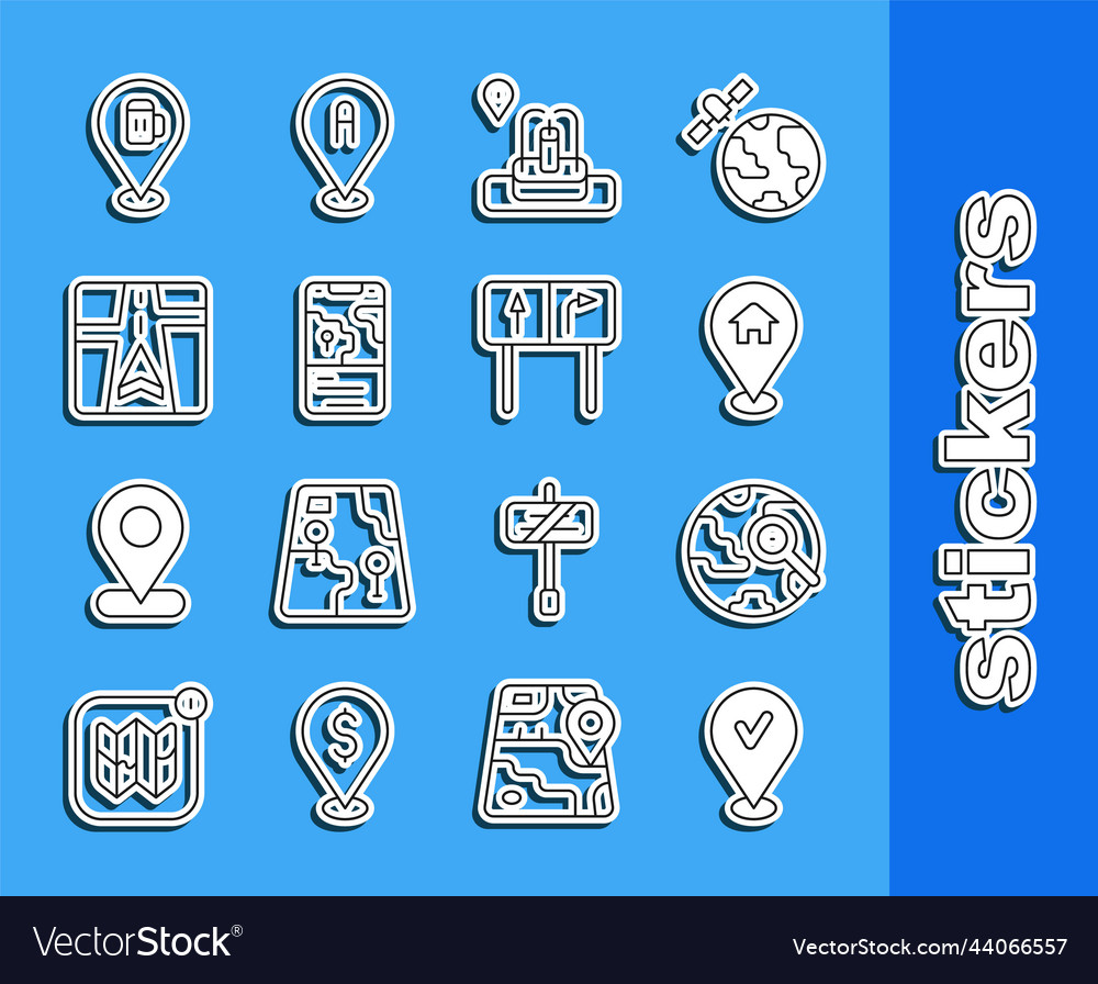 Set line location with check mark magnifying vector image Set line location with check mark magnifying