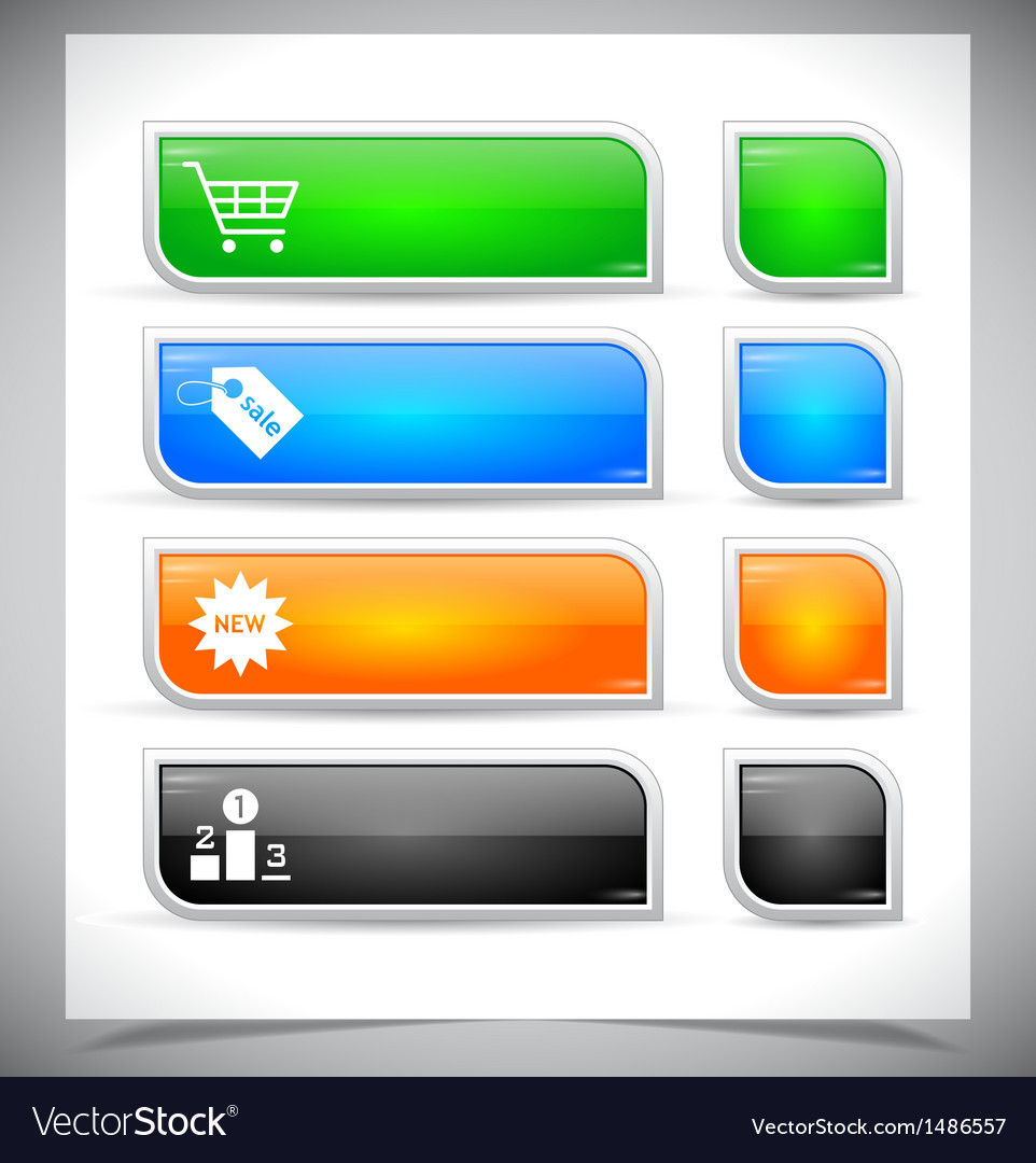 Set of color plastic buttons for web