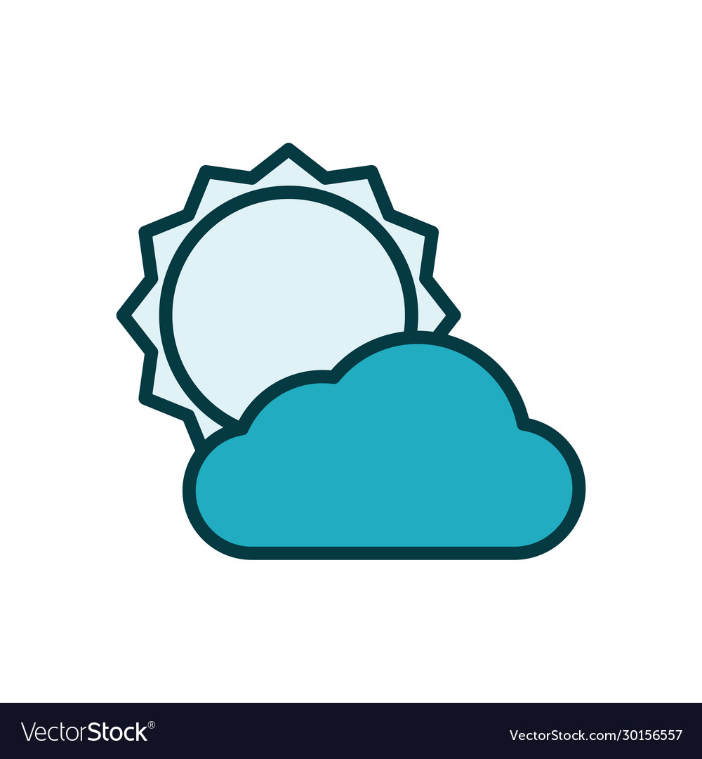 Sun with clouds line style icon vector image Sun with clouds line style icon