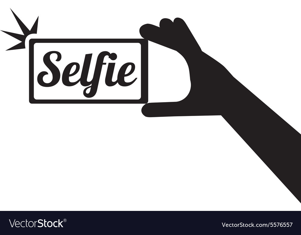 Taking selfie photo on smart phone concept icon