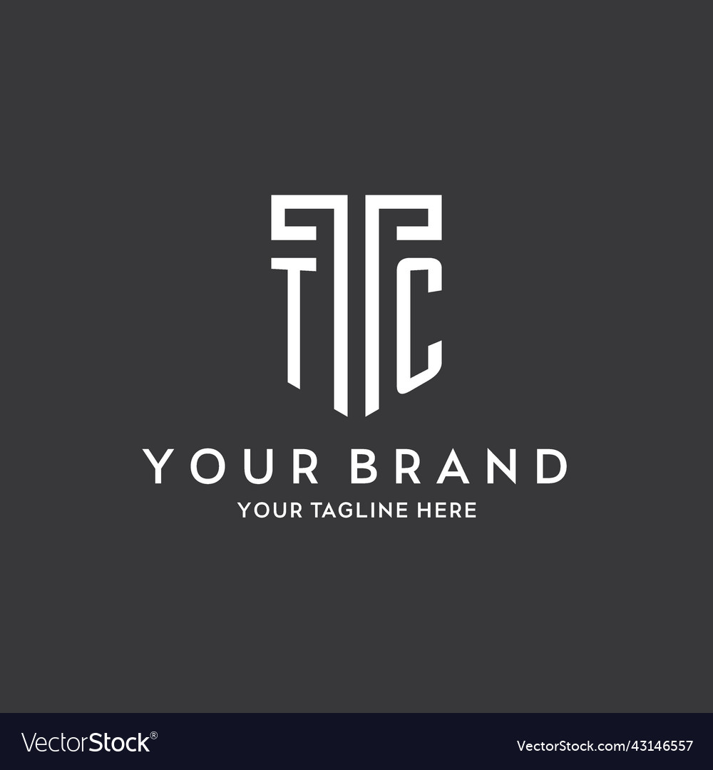 Tc monogram initial name with shield shape icon