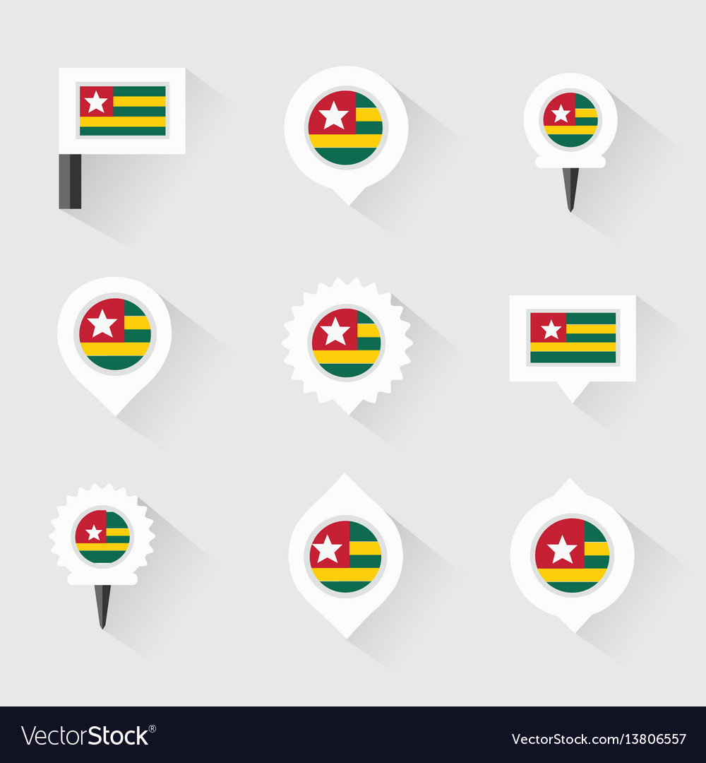 Togo flag and pins for infographic map design
