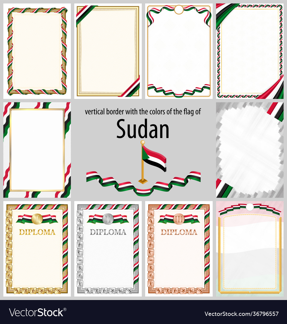 Vertical frame and border with sudan flag Vector Image Vertical frame and border with sudan flag