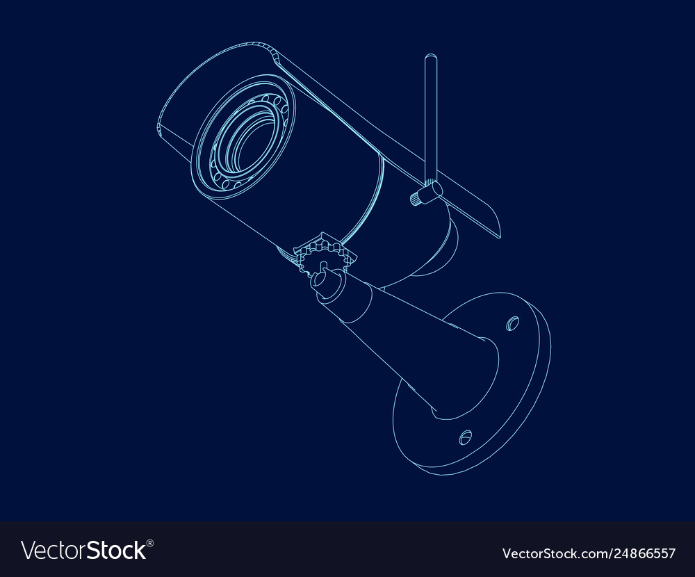 Wireframe camera frame isometric view contour vector image Wireframe camera frame isometric view contour