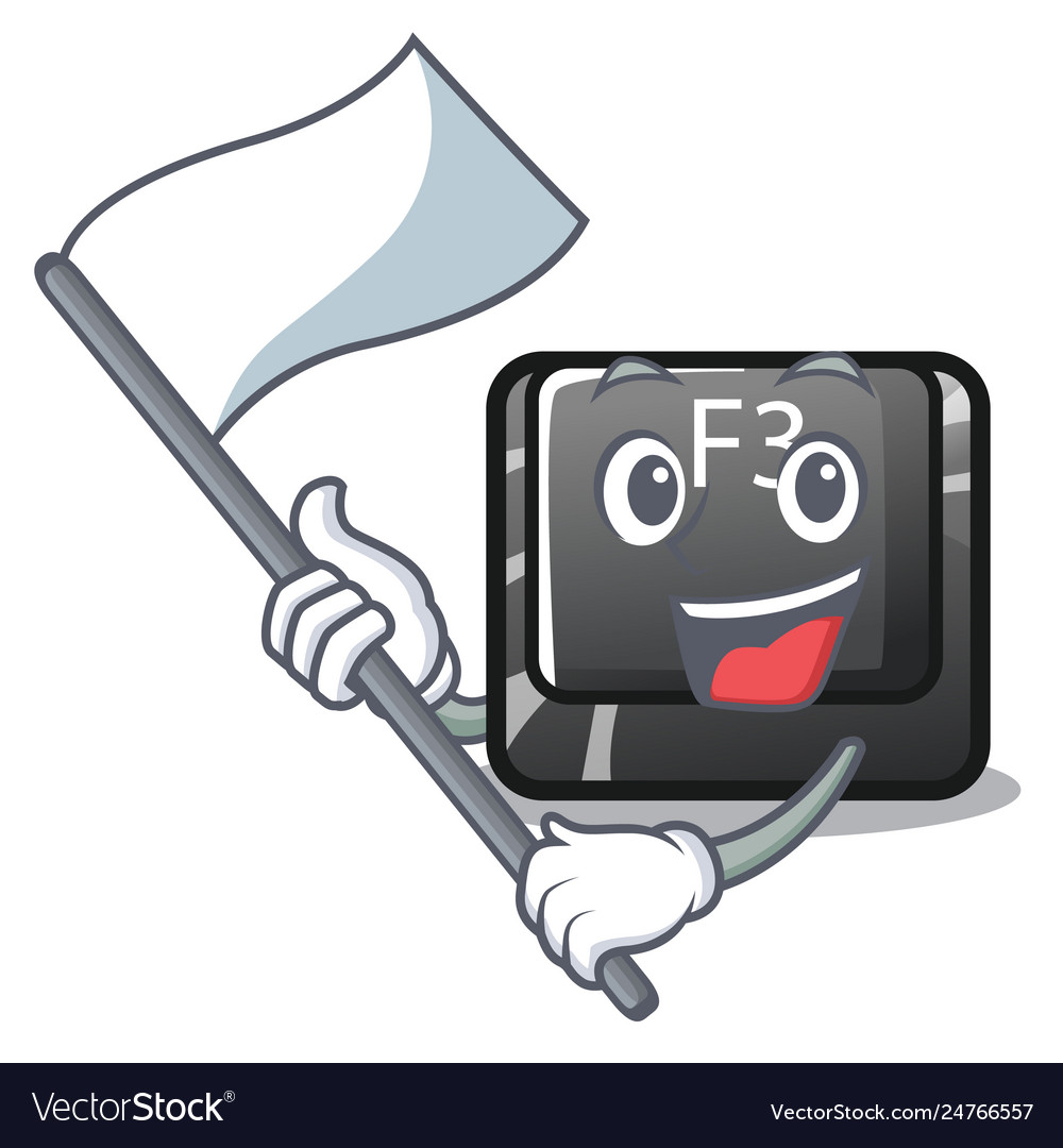 With flag f3 button installed on cartoon computer