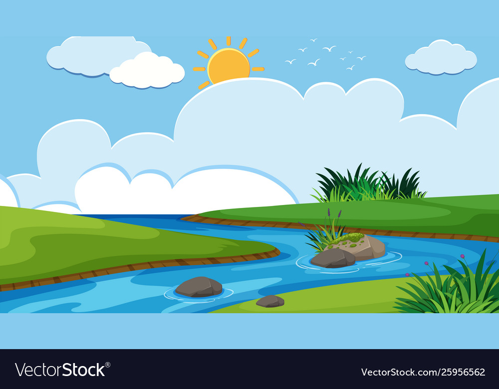 A simple river scene Royalty Free Vector Image