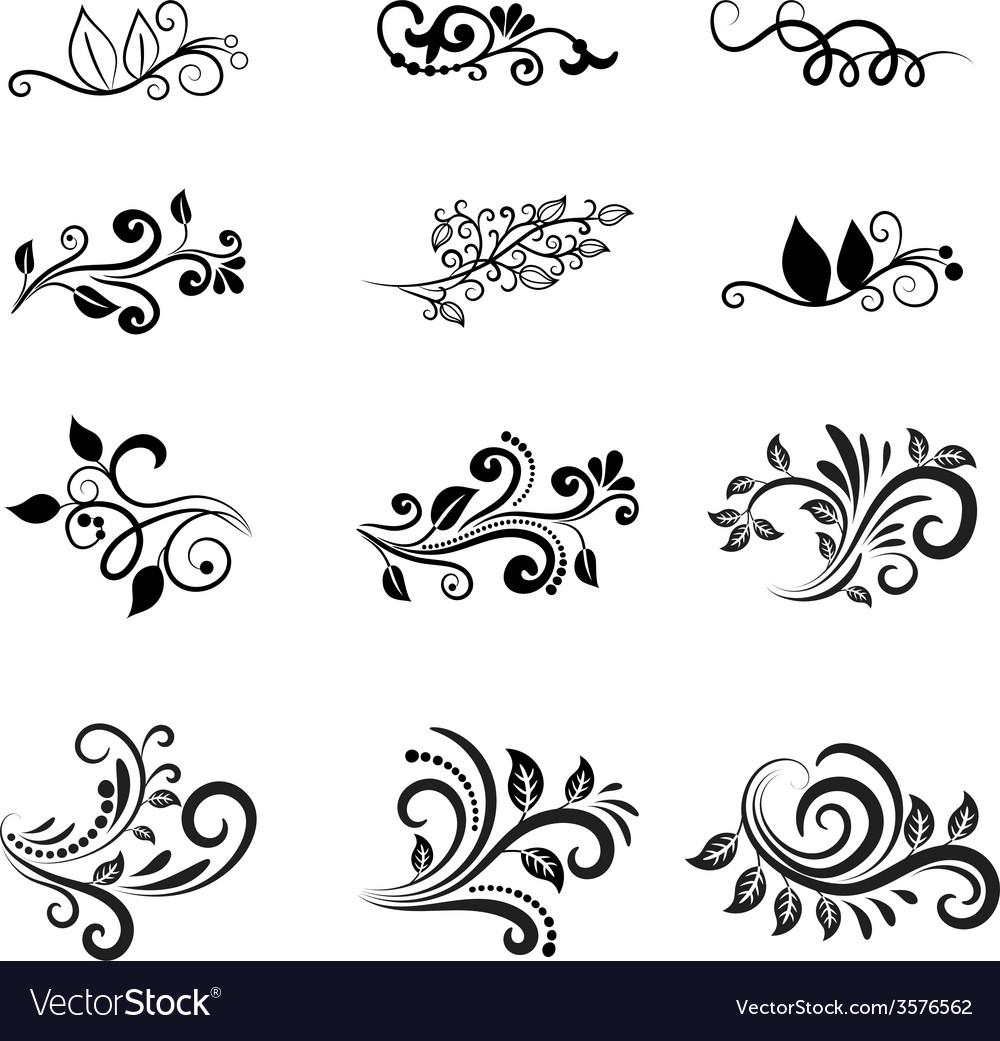 Calligraphic floral design elements Royalty Free Vector