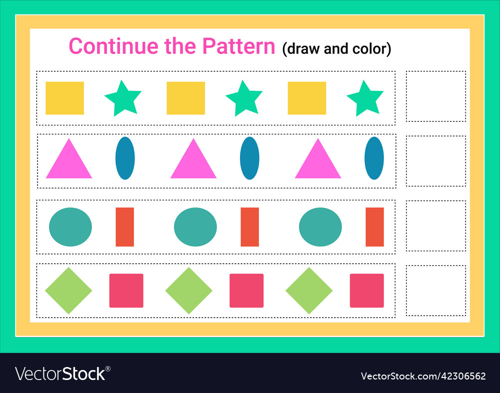 Continue Pattern Matching Worksheet Royalty Free Vector Continue Pattern Matching Worksheet Royalty Free Vector