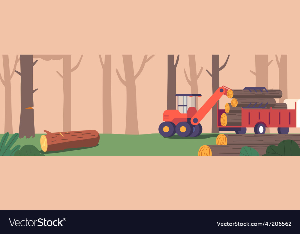 Efficient machine loading chopped wood Vector Image Efficient machine loading chopped wood