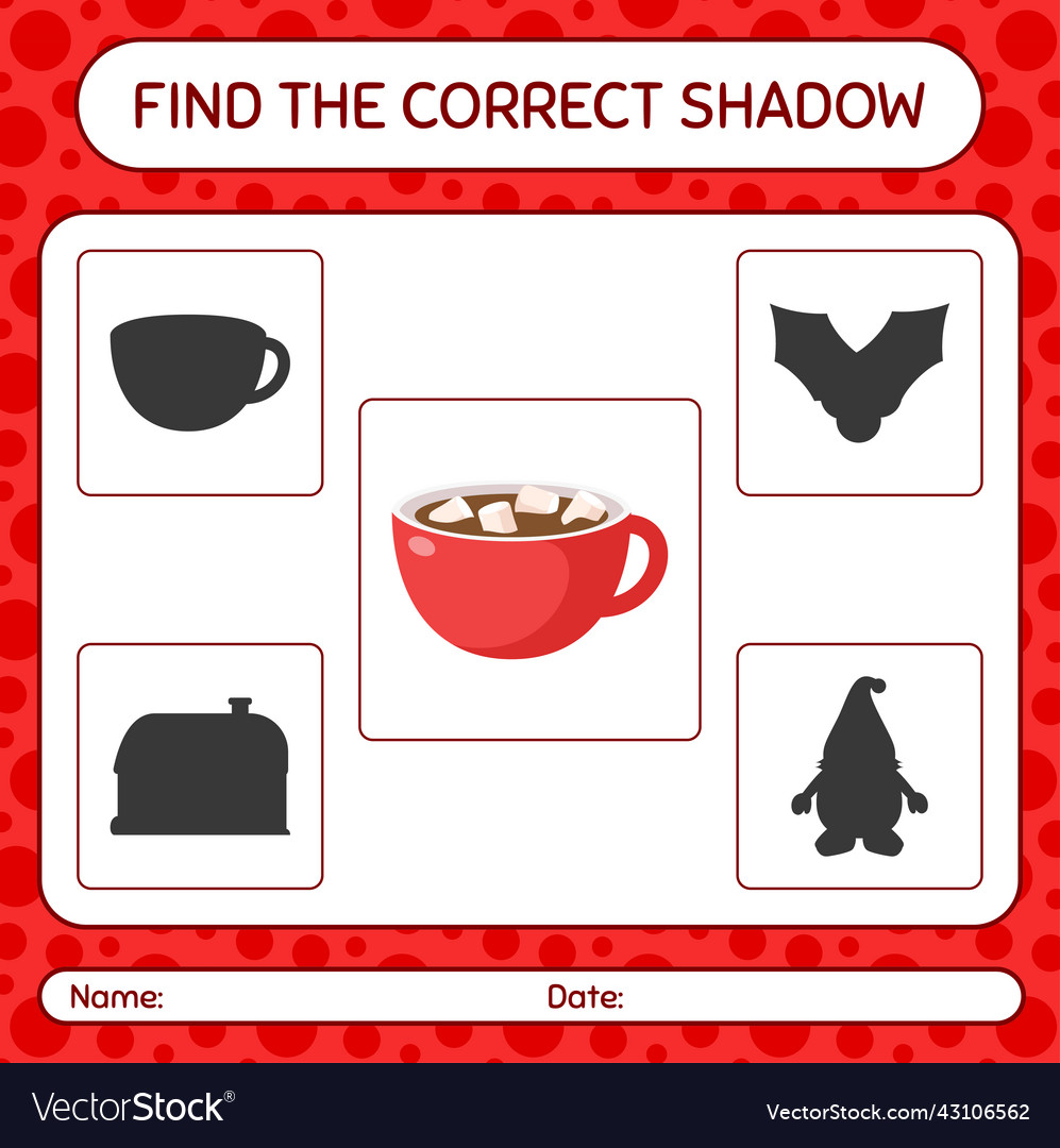 Find the correct shadows game with marshmallow vector image Find the correct shadows game with marshmallow