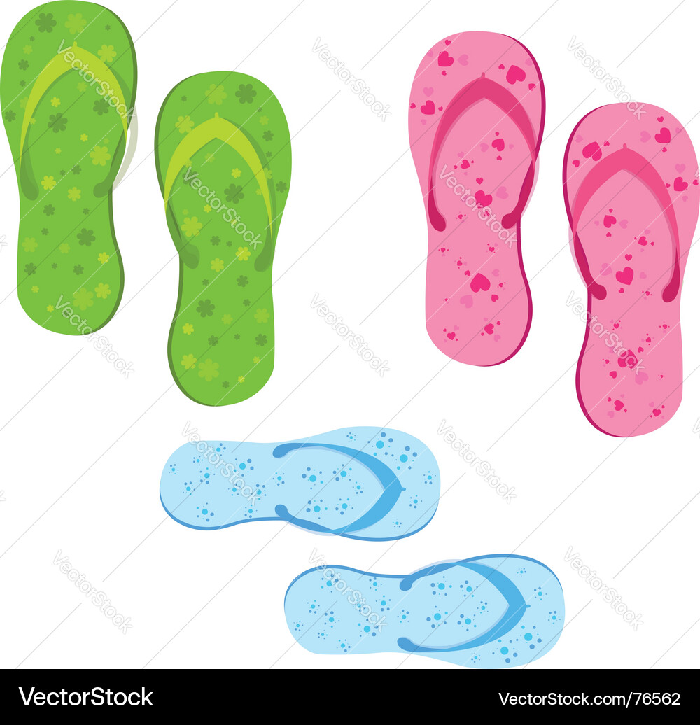 Flip flops set Royalty Free Vector Image - VectorStock