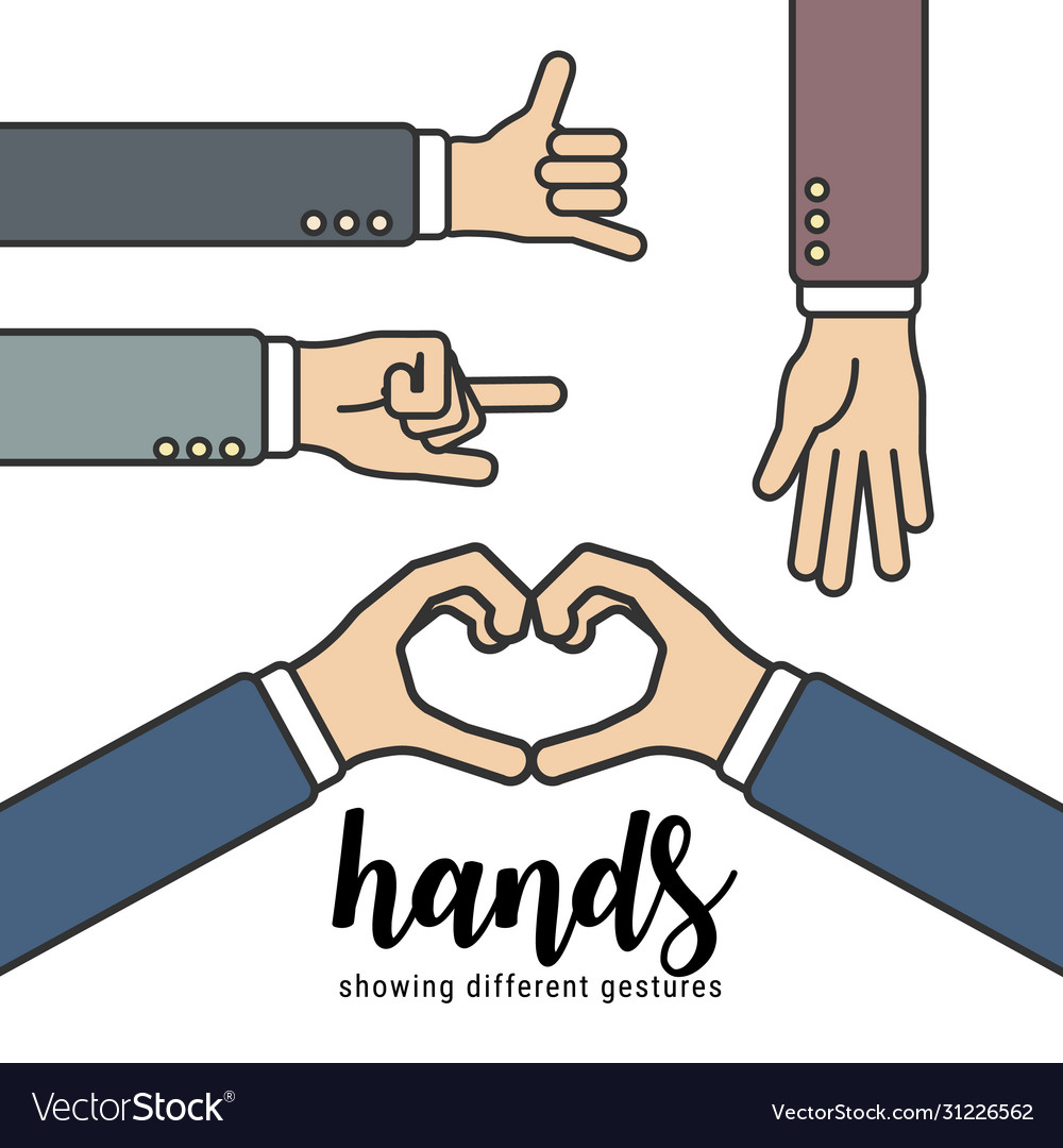 Hands showing different gestures for designer
