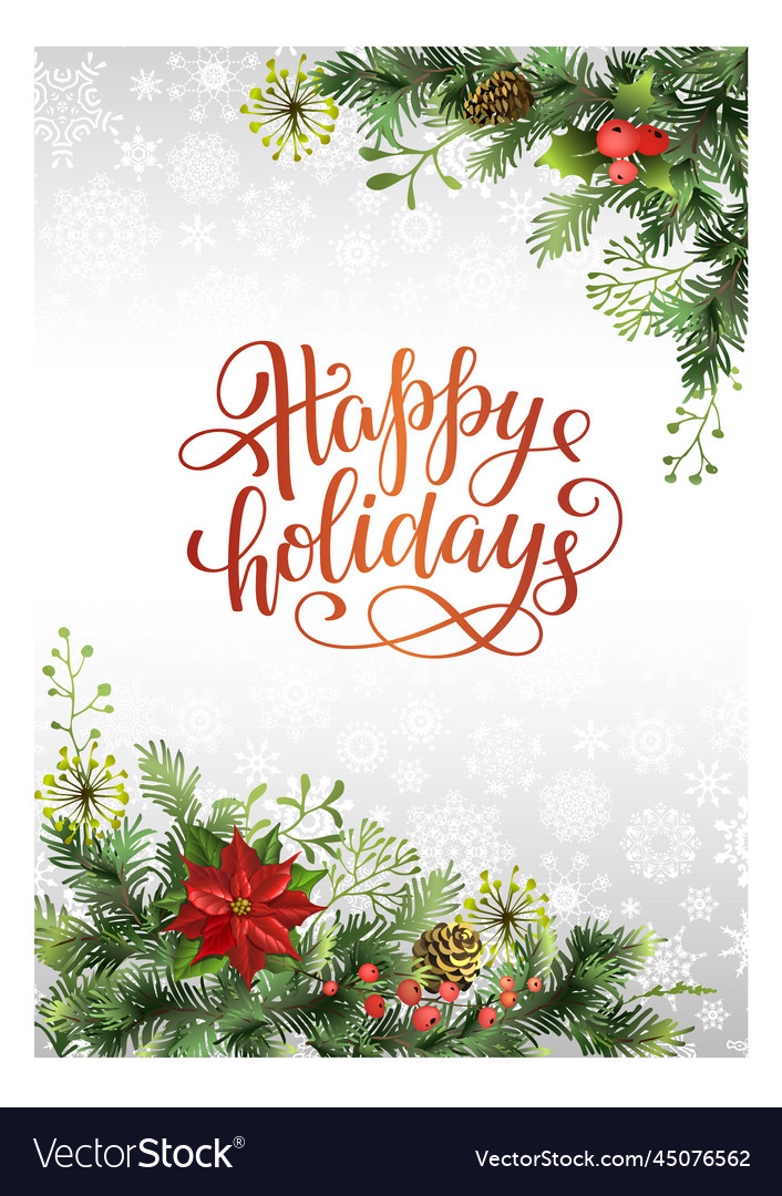 Happy holidays card template with pine branches Vector Image