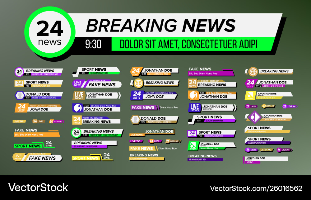 Interface Tv Breaking News Lower Bra Set Vector Image