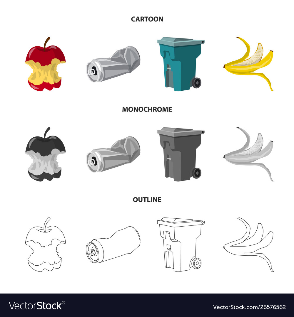 Isolated object refuse and junk logo set vector image Isolated object refuse and junk logo set