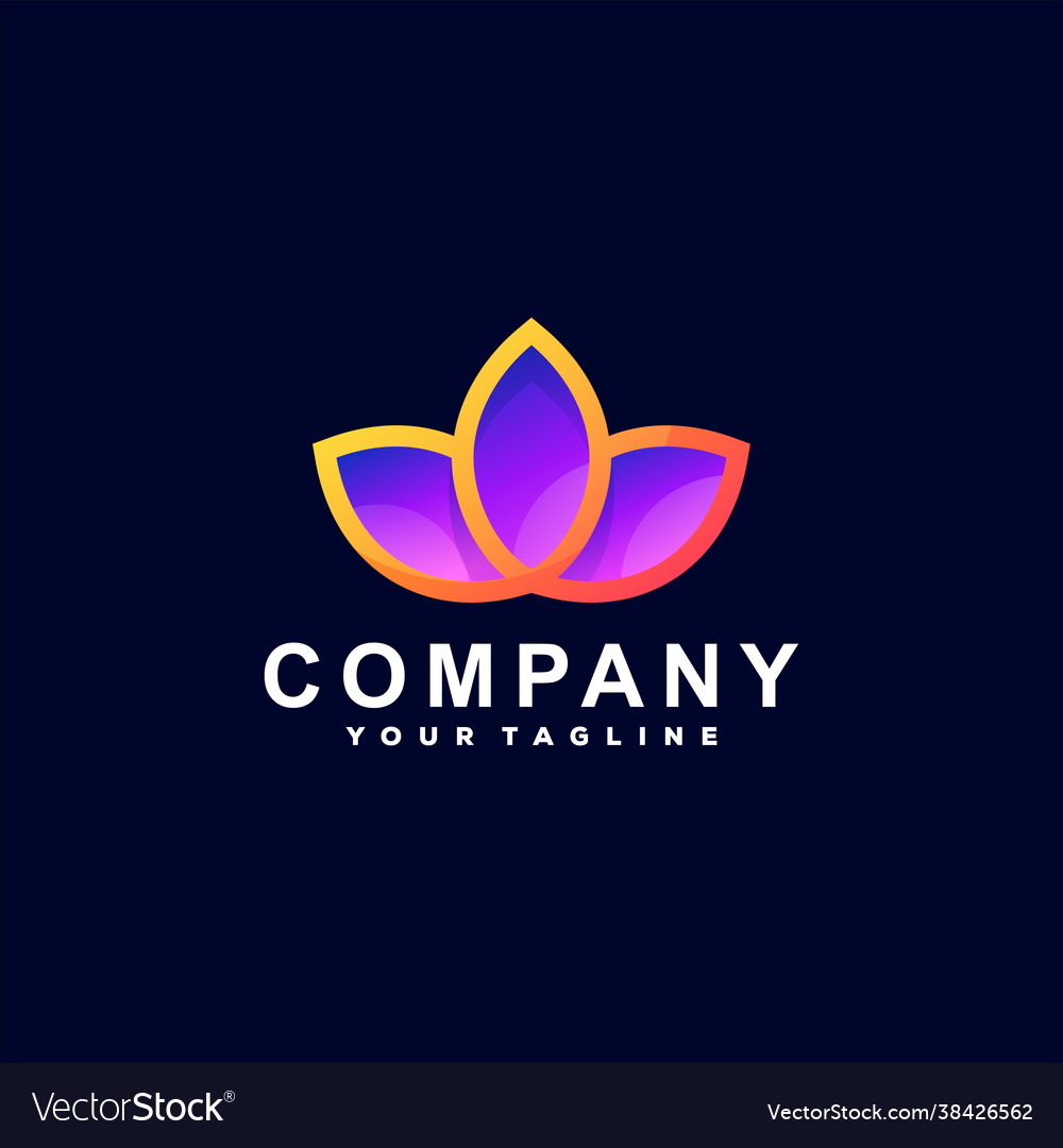 Lotus flower gradient logo design vector image Lotus flower gradient logo design