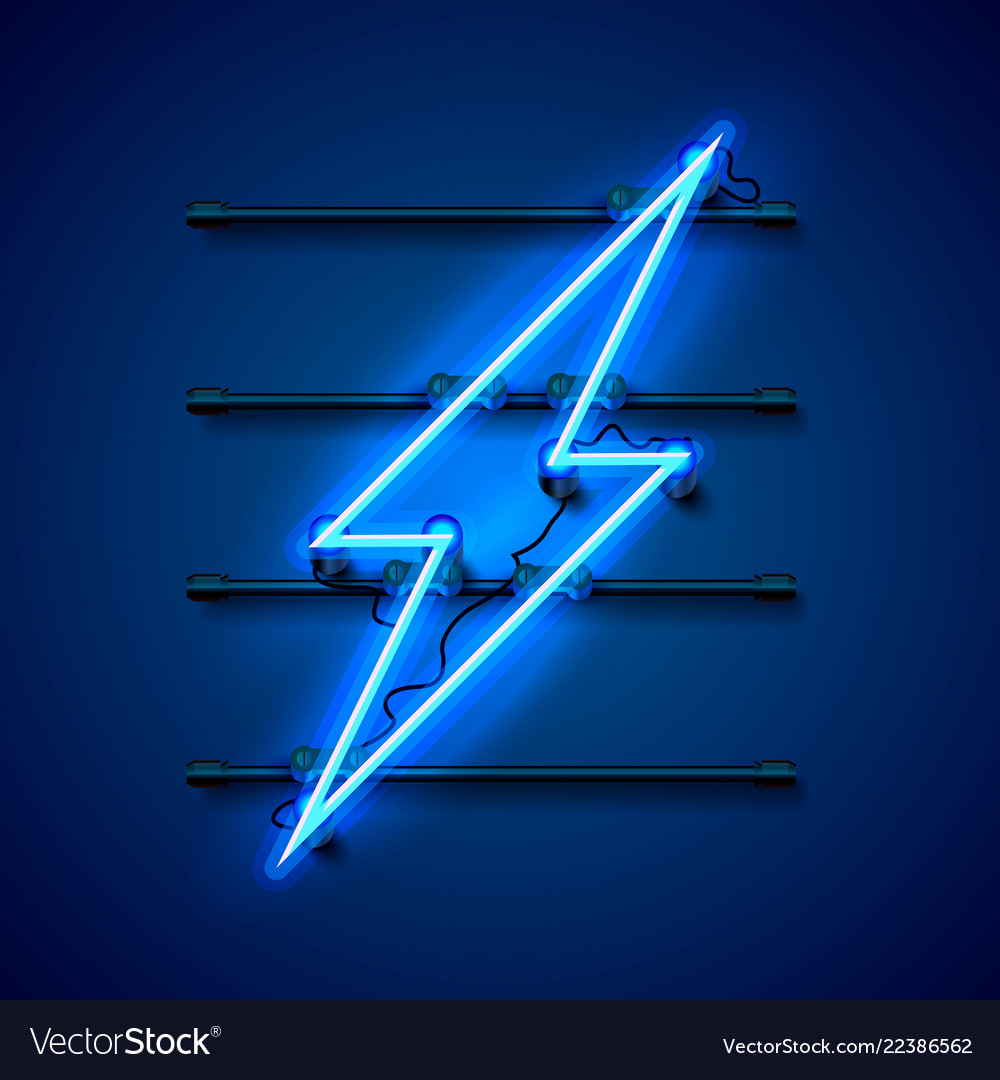 Neon sign lightning signboard Royalty Free Vector Image