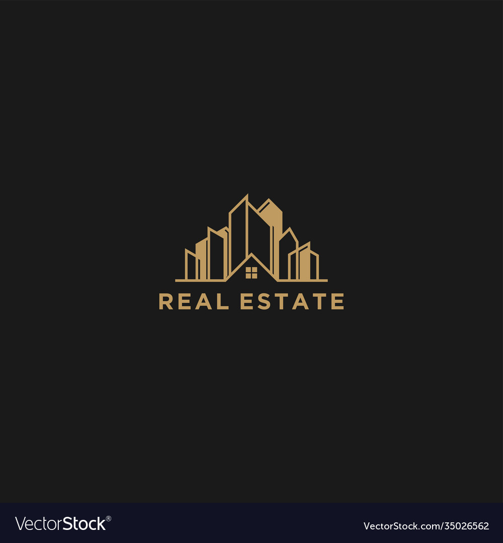 Real estate logo with modern skyscrapers Vector Image