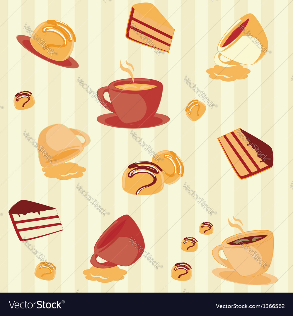 Seamless pattern with cups and cakes